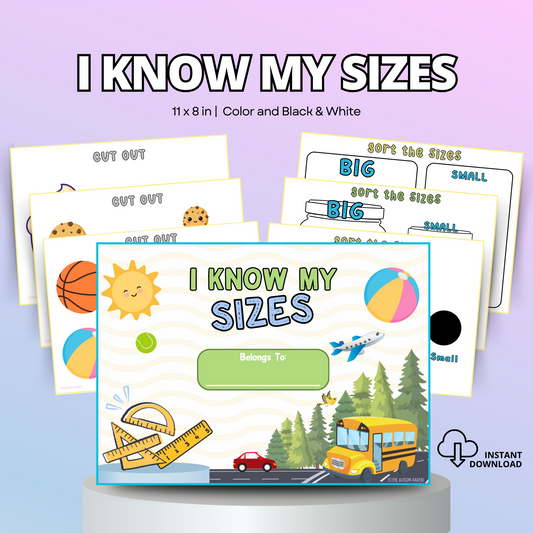 I Know My Sizes Busy Book- Preschool/Toddlers Workbook